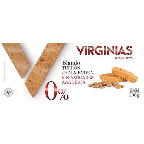 VIRGINIAS Turrón blando sin azúcares añadidos 200 g.