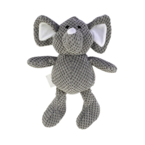 PRODUCTO ALCAMPO Peluche para perro con forma de elefante de 30 cm.