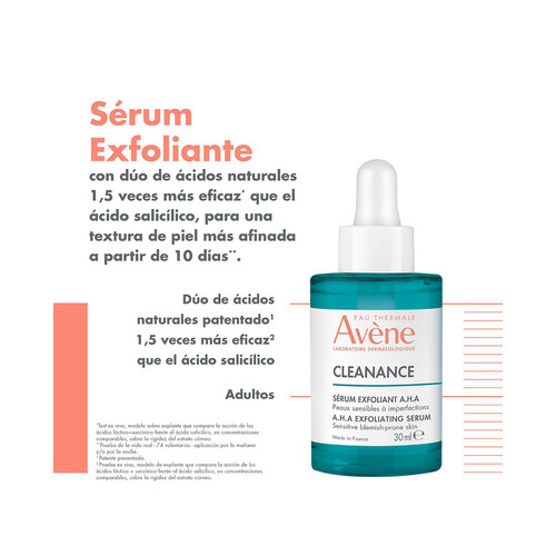 THERMALE AVÉNE Cleanance Sérum exfoliante para pieles sensibles con imperfecciones 30 ml.