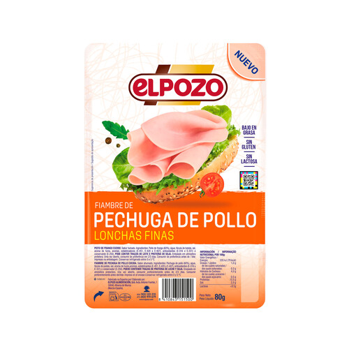 EL POZO Lonchas finas de pechuga de pollo 80 g.