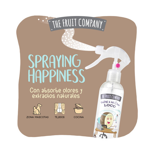 THE FRUIT COMPANY Ambientador en spray multiusos con olor a coco 250 ml.