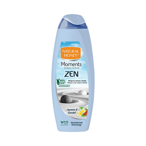 NATURAL HONEY Gel relajante para baño o ducha con aroma a jázmin y sándalo NATURAL HONEY Moments zen 600 ml.