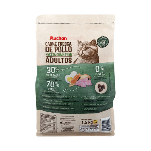 PRODUCTO ALCAMPO Grain free Alimento completo para gatos adultos a base de pollo 1.5 kg.