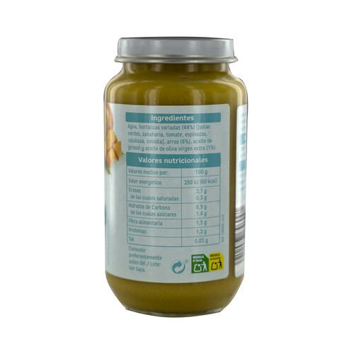 PRODUCTO ALCAMPO Baby Tarrito de hortalizas variadas y arroz, a partir de 4 meses.