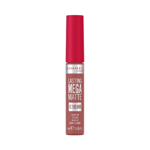 RIMMEL Lasting mega matte Pintalabios líquido de larga duración (16 horas) con acabado mate, tono 200 Pink blink