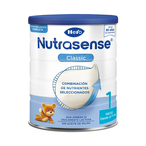 HERO Nutrasense classic 1 Preparado lácteo infantil (leche inicio), desde el primer día 800 g.