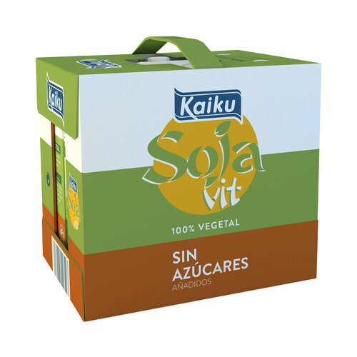 KAIKU Bebida vegetal de soja sin azúcares añadidos B2 y B12 vit 6 x 1 l.