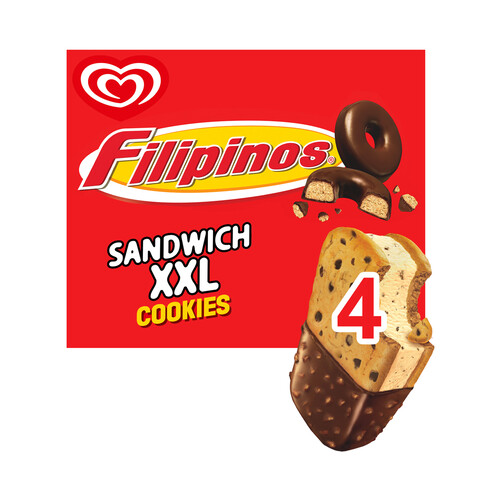 FILIPINOS de Frigo Sandwich XXL de helado de galleta con chips de galletas de chocolate 4 x 130 ml.