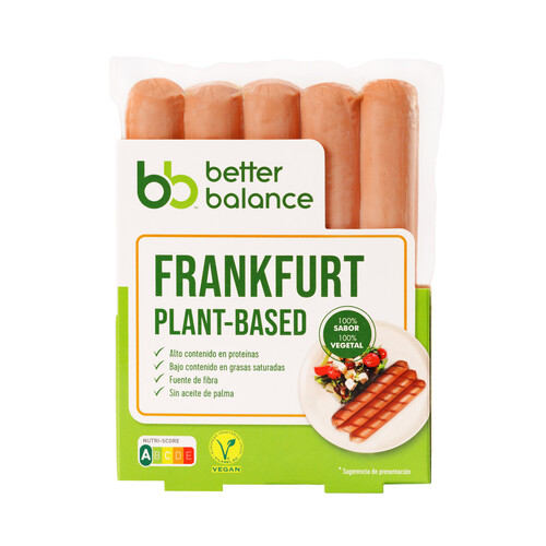 BETTER BALANCE Salchichas vegetales cocidas y ahumadas tipo Frankfurt BETTER BALANCE 200 g.