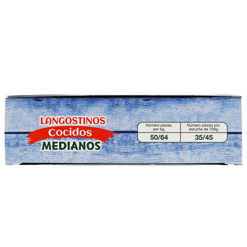 AUCHAN Langostinos blancos medianos 35/45, cocidos y ultracongelados 700 g (P.N). Producto Alcampo