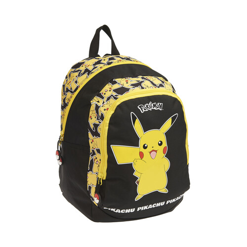 Mochila juvenil de 38cm, POKEMON PIKACHU, varios compartimentos, ALCAMPO.