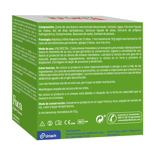 FUCA Micrenemas en monodosis con doble acción FUCA Hydro - enema 6 x 10 g.