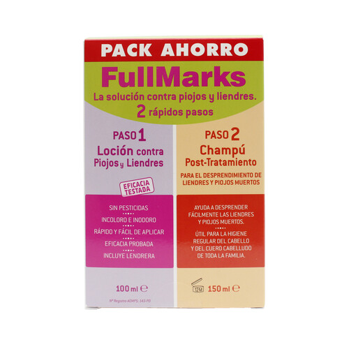 FULL MARKS Tratamiento antipiojos y liendres en 2 pasos FULLMARKS.