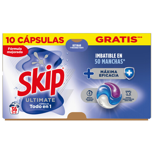 SKIP Ultimate Detergente en cápsulas higiene total 36 uds.