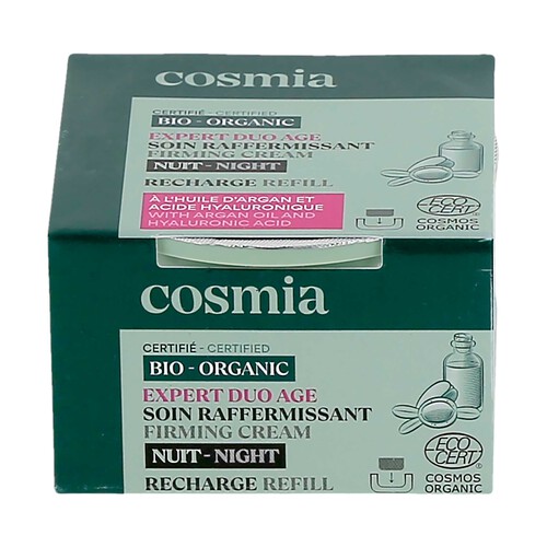 COSMIA Bio expert duo age Recarga crema facial de noche reafirmante, con aceite de argán y ácido Hialurónico 50 ml.