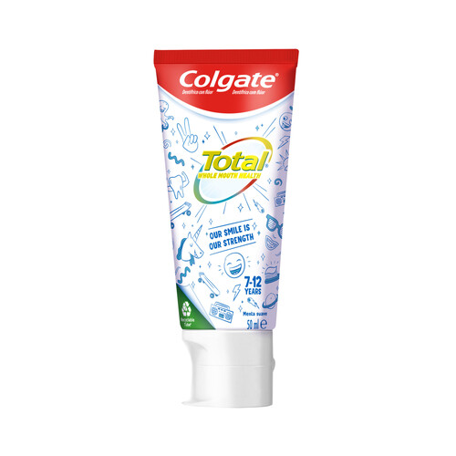 COLGATE Pasta de dientes para niños de 7 a 12 años, con sabor a menta suave COLGATE Total 50 ml.