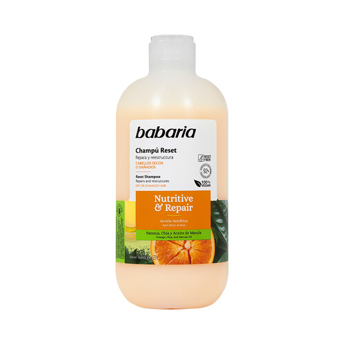 BABARIA Nutritive & repair Champú reparador y reestructurante, para cabellos secos o dañados 500 ml.