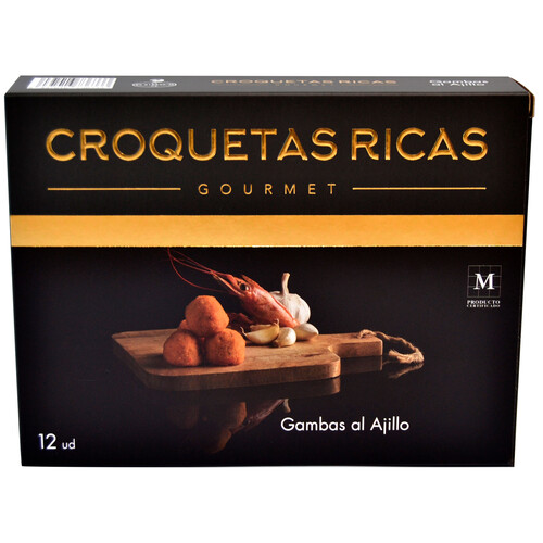 CROQUETAS RICAS Gourmet Croquetas congeladas de gambas al ajillo 12 uds.