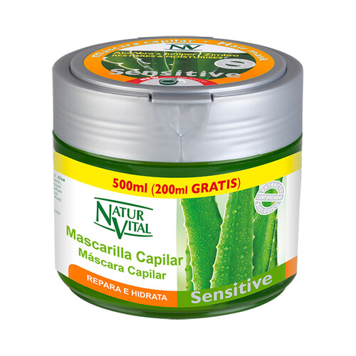 NATUR VITAL Mascarilla capilar con acción reparadora e hidratante con extracto de aloe vera NATUR VITAL Sensitive 300 ml.