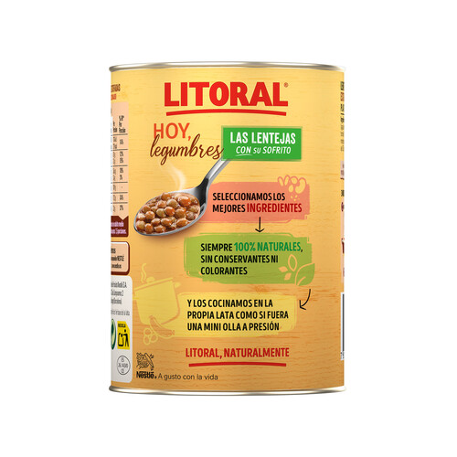 LITORAL Lentejas de la Abuela cocinadas LITORAL 435 g.