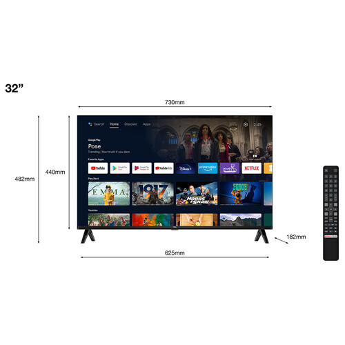 TV D-LED 81,2cm (32) TCL 32S5400A, HD Ready, Smart TV Android, TDT T2, WiFI, USB, 2xHDMI.