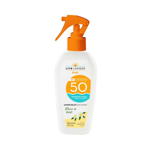 LIVE LONGER Sun Loción protectora solar en spray con FPS 50 (muy alto) 150 ml.