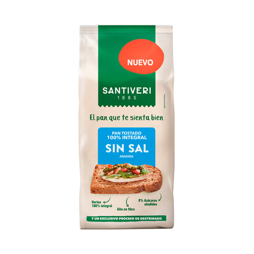 SANTIVERI Pan tostado 100% integral sin sal 200g.