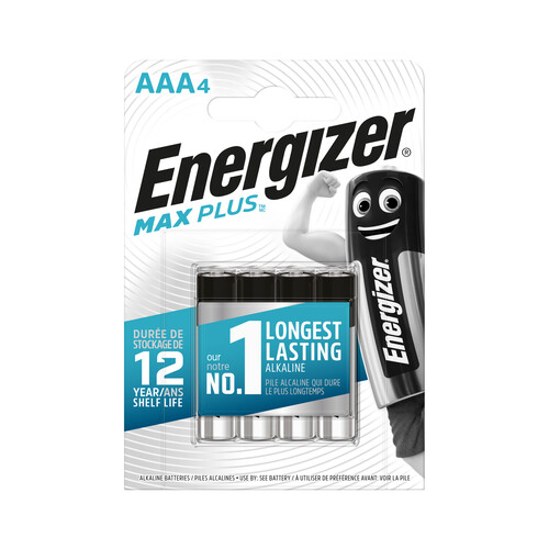 Pack de 4 pilas alcalinas AAA, LR03, 1,5V, ENERGIZER Max Plus.