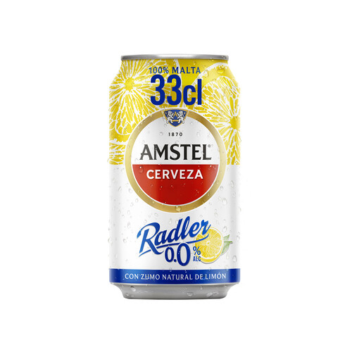 AMSTEL RADLER Cerveza 0.0% alcohol con zumo natural de limón 33 cl.