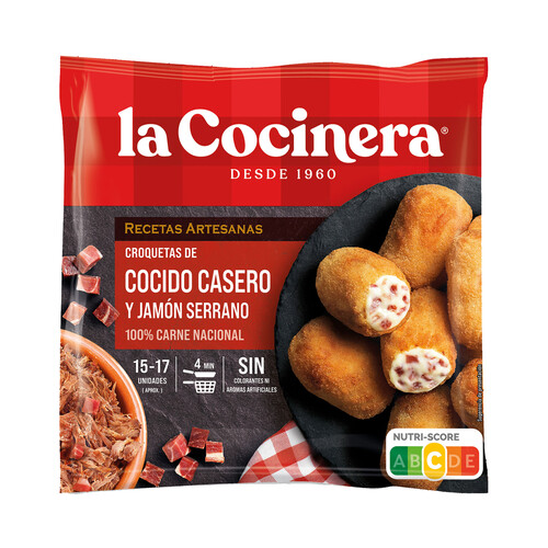 LA COCINERA Recetas artesanas Croquetas artesanas de cocido casero con jamón serrano 500 g.