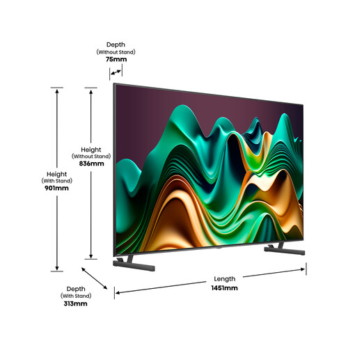 Televisión 165,1 cm (65) QLED-MINILED HISENSE 65U6NQ, 4K, Smart TV, HDMI, WIFI, 2USB, HDR.