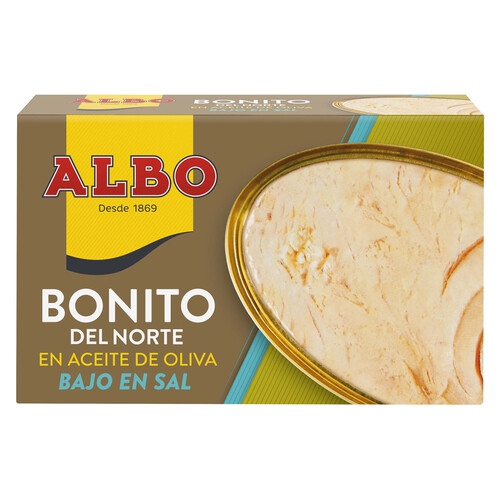 ALBO Bonito del norte en aceite de oliva con contenido reducido en sal lata de 82 g.