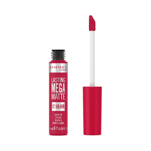 RIMMEL Lasting mega matte  tono 910 fuchsia flush Pintalabios líquido de larga duración (16 horas) con acabado mate.