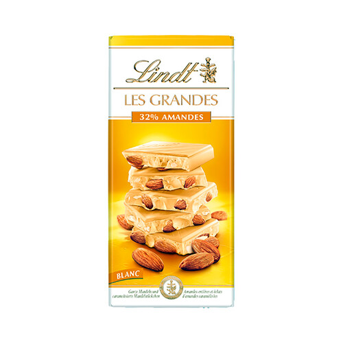 LINDT Chocolate blanco con almendras 150 g.