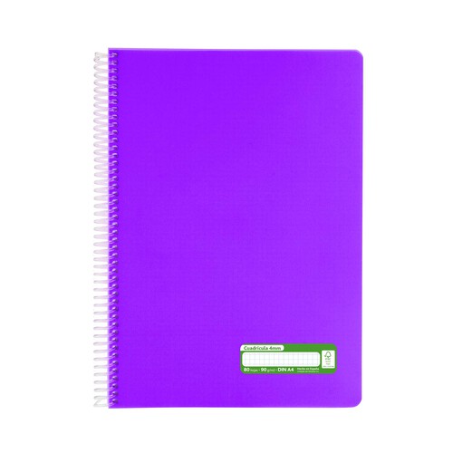 Cuaderno A4 cuadrícula de 4mm 80 hojas de y de 90 gr en el interior, GRAFOPLAS.