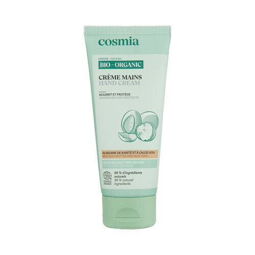 COSMIA Bio Crema de manos nutritiva con manteca de Karite y aloe vera ecológicos 100 ml.