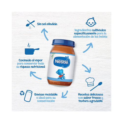 NESTLÉ Tarrito (textura fina) de guisantes con ternera, a partir de 6 meses 190 g.