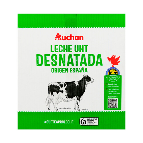 ALCAMPO CULTIVAMOS LO BUENO Leche de vaca desnatada, de origen española 6x1 l.