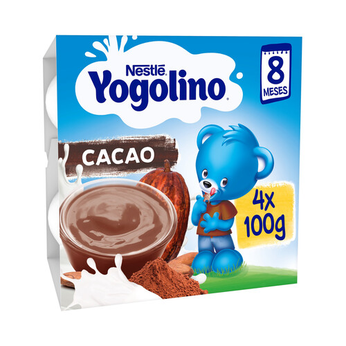 YOGOLINO Postre lácteo con cacao, adapatado para bebés a partir de 8 meses YOGOLINO de Nestlé 4 x 100 g.