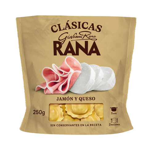 RANA Tortellini de pasta fresca al huevo, rellenos de jamón y queso 250 g.