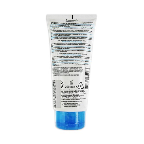 LA ROCHE POSAY Gel limpiador purificante pieles grasas y sensibles LA ROCHE POSAY EFFACLAR 200 ml.