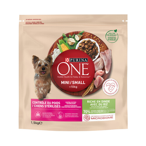 PURINA ONE Mini Comida para perros de raza pequeña a base pavo y arroz 1,5 kg.