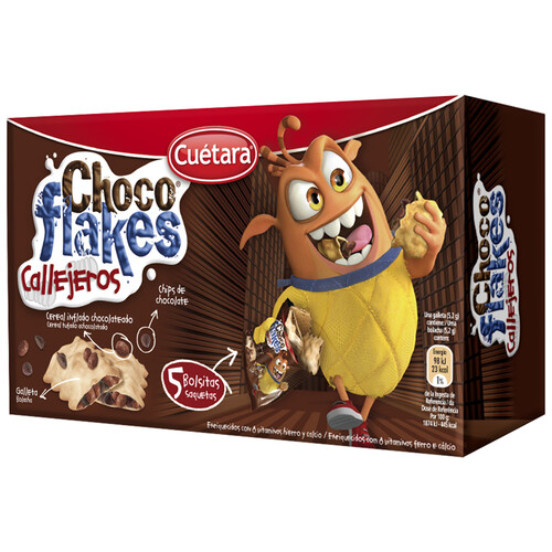 CHOCO FLAKES Galletas con arroz inflado chocolateado packs de 5 uds. de 50 g.