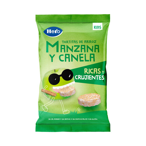 HERO Kids Tortitas de arroz con manzana y canela, a partir de 36 meses HERO 40 g.