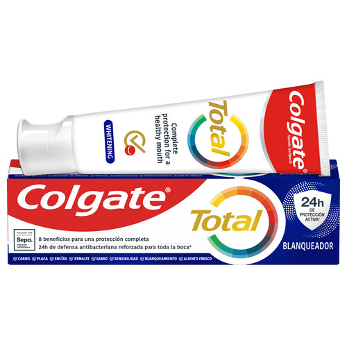 COLGATE Total blanqueador Pasta de dientes con protección 8 en 1 y acción blanqueante COLGATE 75 ml.