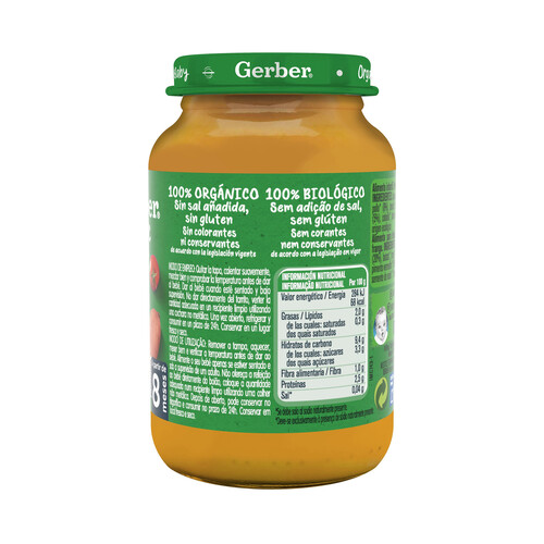 GERBER Organic Tarrito de boniato y tomate con pollo ecológico, a partir de 8 meses 190 g.