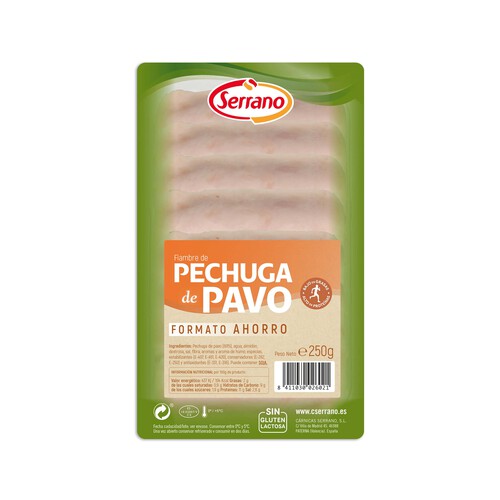 SERRANO Pechuga de pavo cortada en lonchas SERRANO 250 g.