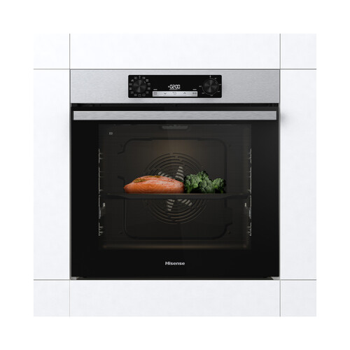 Horno pirolítico HISENSE BI64213E5PX Inox, capacidad: 77L, A+, A: 59,5cm, H: 59,5cm, F: 56,4cm.