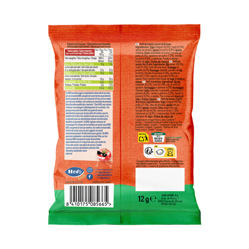 HERO Kids Snacks infantiles de trigo, queso y tomate, a partir de 36 meses 12 g.