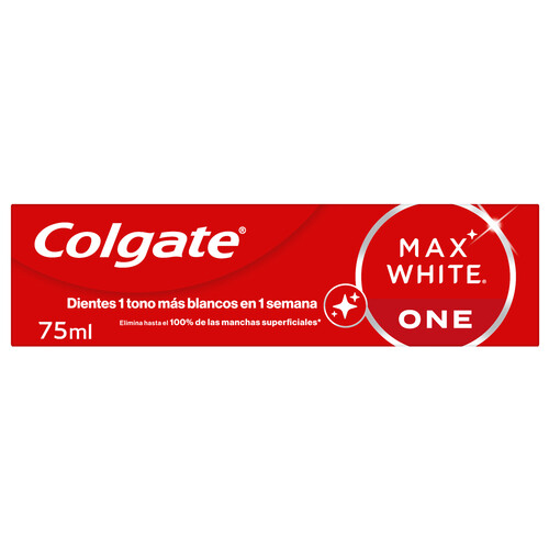 COLGATE Max white one Pasta de dientes con flúor, acción blanqueante y sabor a menta 75 ml.